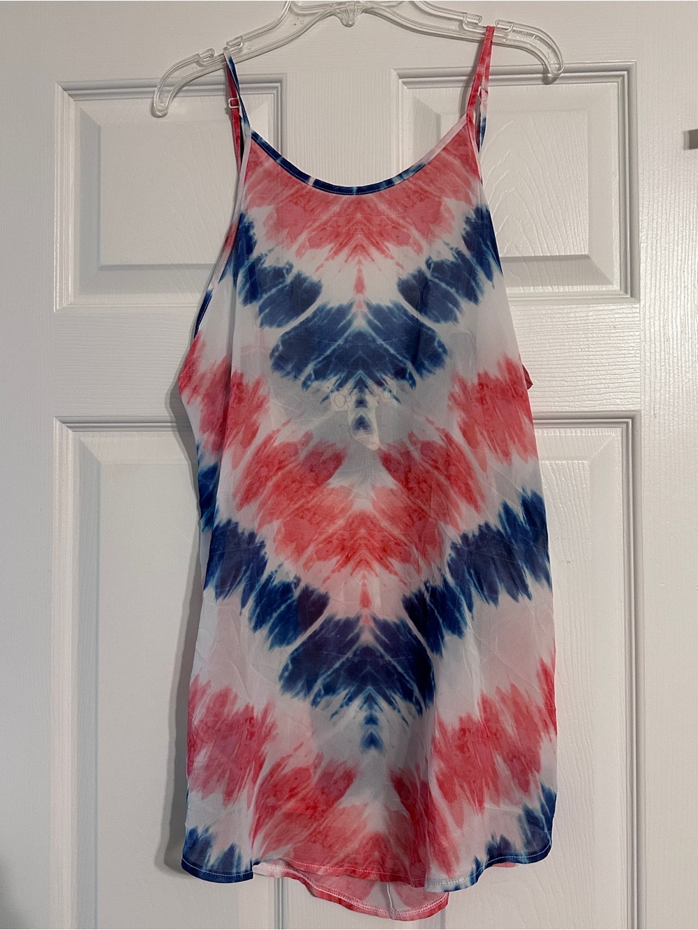 OP Swim Coverup Patriotic Tie-Dye Tank in Red and Blue